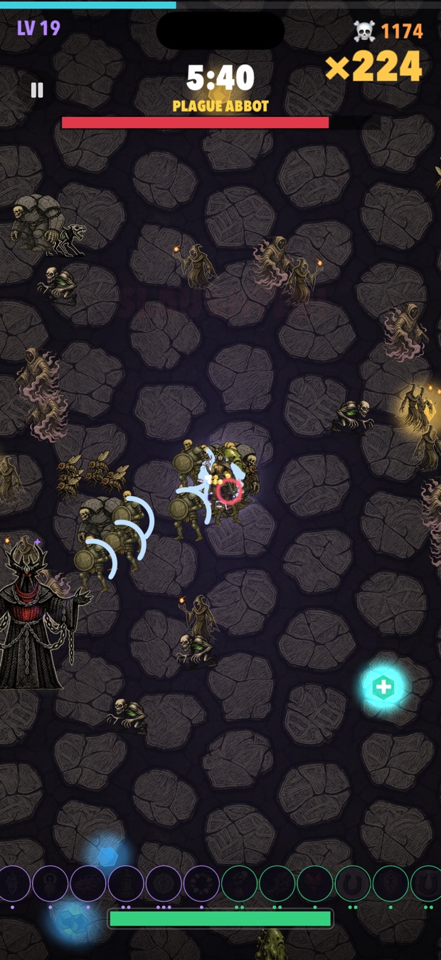The Plague Abbot looming at the edge of the Ossuary, its boss health bar full across the top of the screen